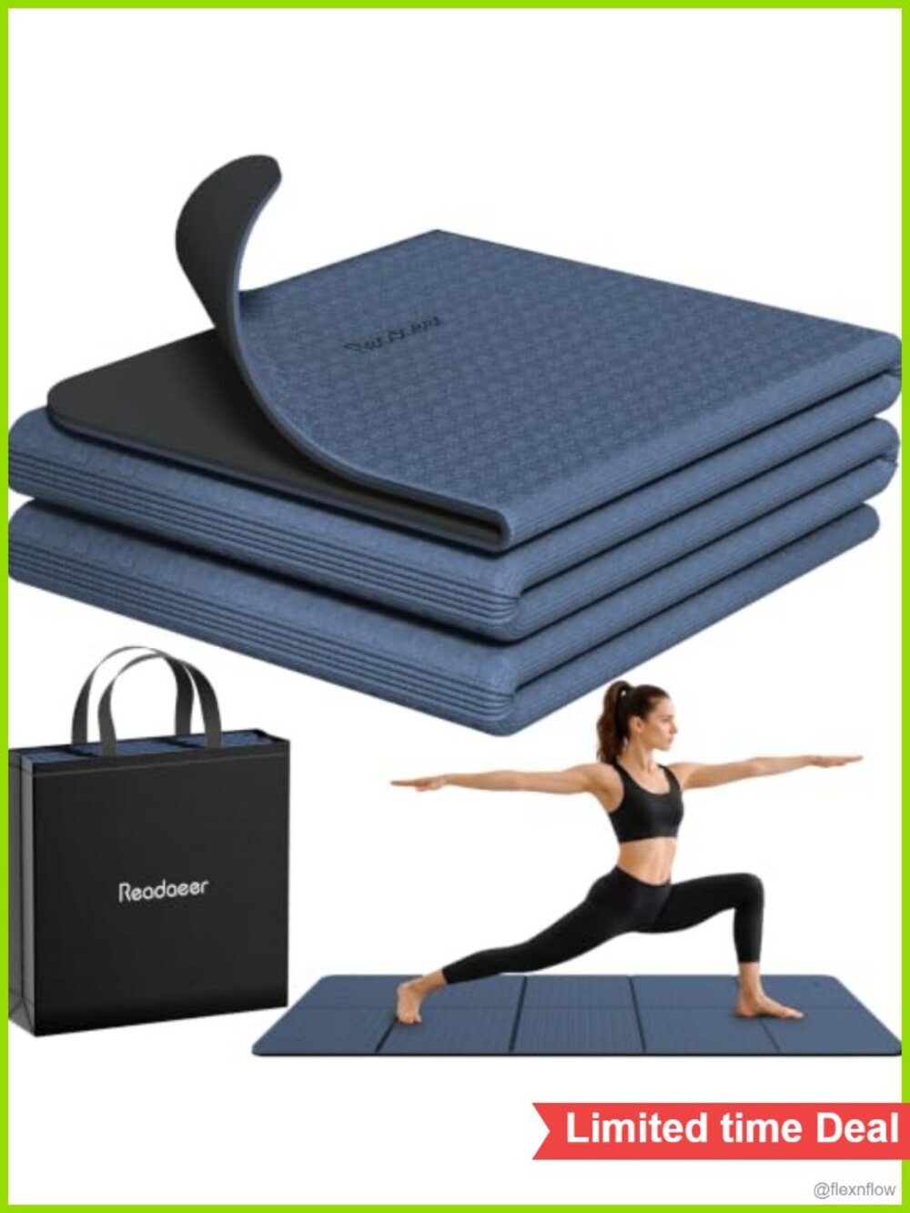 Non-Slip TPE Folding Yoga Mat with Carry Bag